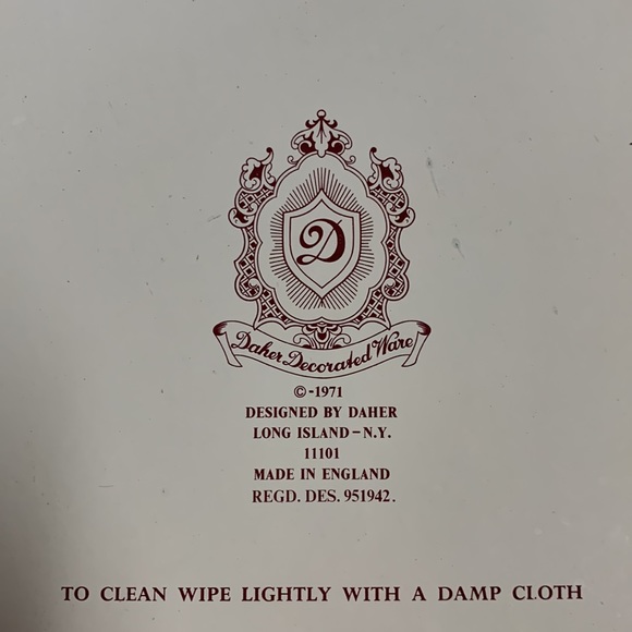 Daher England Serving Fruit Bowl Decorated Ware Tin Floral Gold Vintage 1971 - Picture 7 of 9